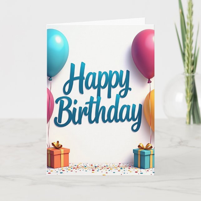Floating Celebration Birthday Card (Front)