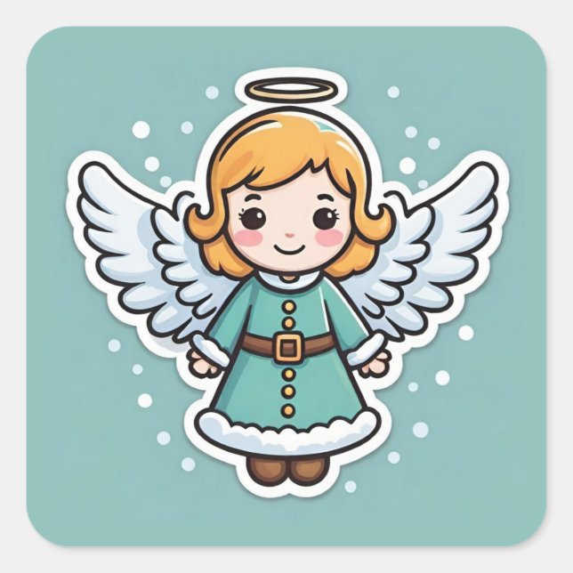 Floating Christmas Angel Square Sticker (Front)