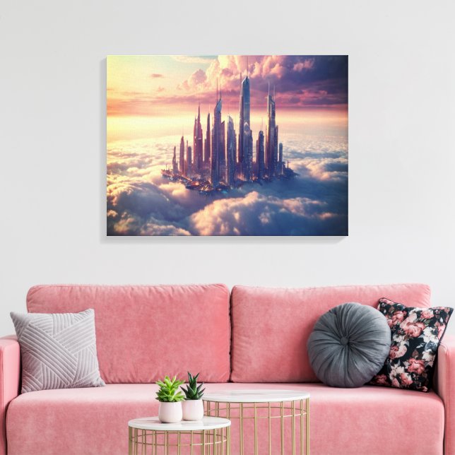 Floating City Canvas Wall Art  Surreal Dream Decor (Insitu(LivingRoom))