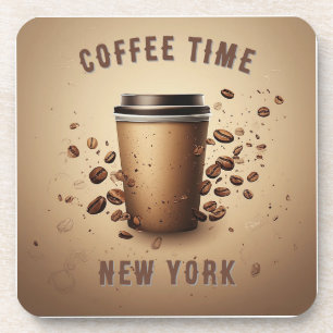 Floating Coffee Cup With Coffee Beans Beverage Coaster