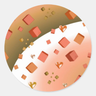 Floating Cubes and Hearts Classic Round Sticker