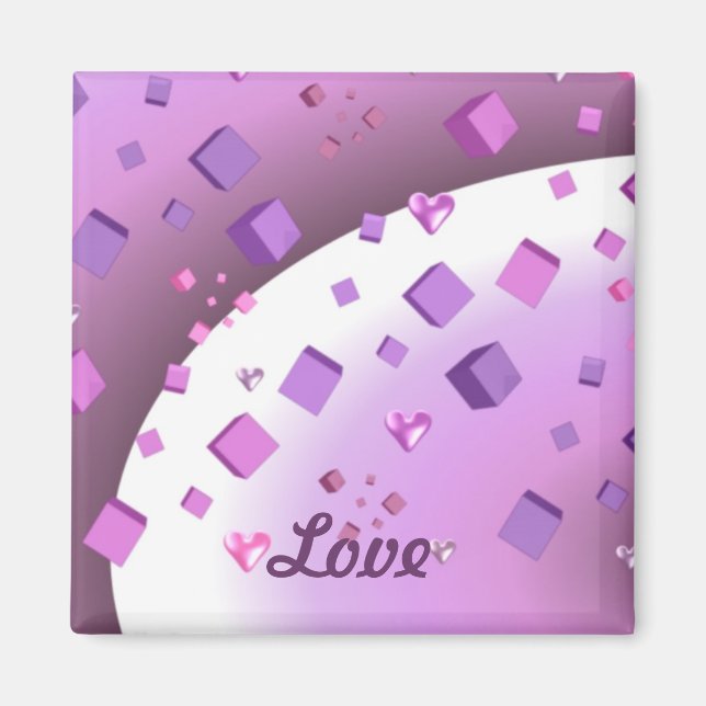 Floating Cubes and Hearts Magnet (Front)