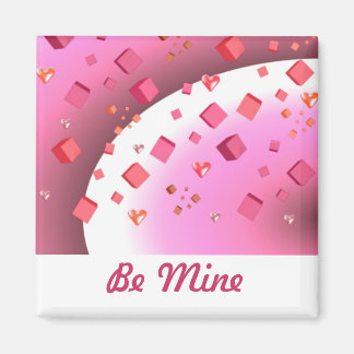 Floating Cubes and Valentine Hearts Magnet