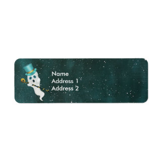 Floating Cute Ghost Star Dotted Sky Top Hat Cane Label