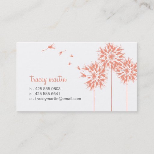 Customizable Floating Dandelion Calling Card Business Card Template