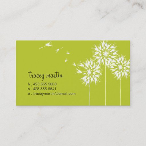Customizable Floating Dandelion Calling Card Business Card Templates