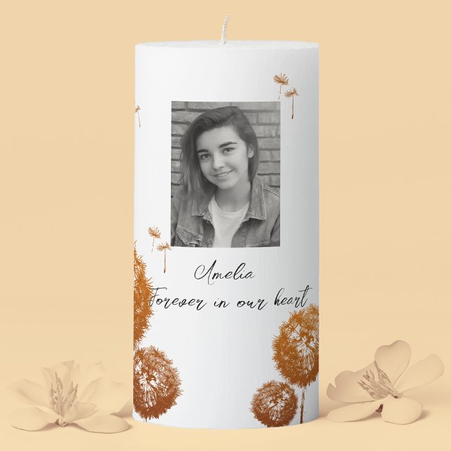 Floating Dandelion In Loving Memory Photo Pillar Candle (Creator Uploaded)