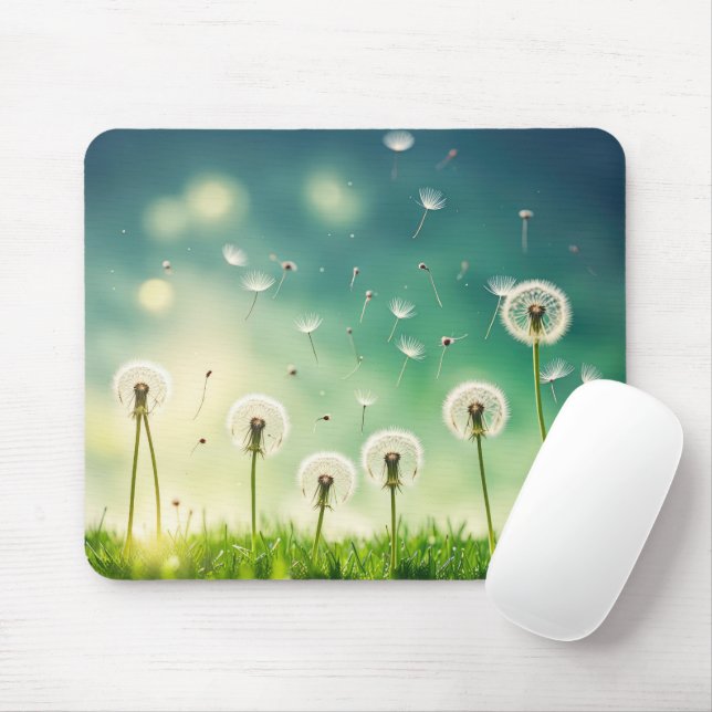 Floating Dandelion Seedlings Mouse Pad (With Mouse)