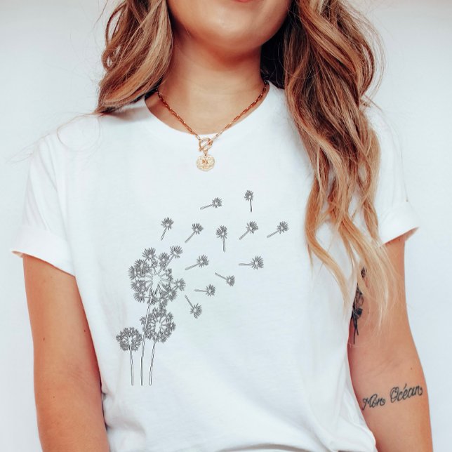 Floating Dandelion Seeds; Cute Minimalist Summer T-Shirt (Creator Uploaded)