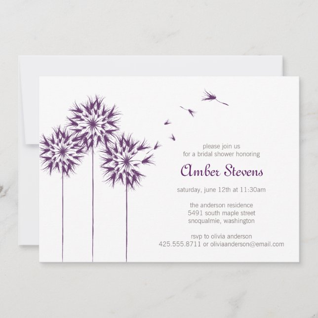 Floating Dandelion Shower/Party Invitation (Front)