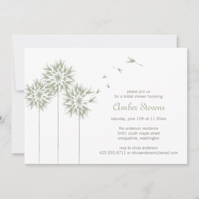 Floating Dandelion Shower/Party Invitation (Front)