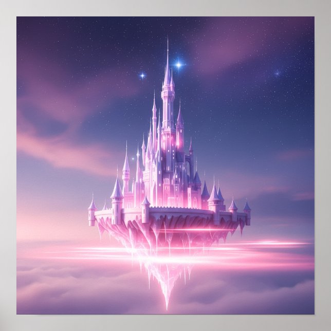 Floating Dream Castle Above the Clouds Poster (Front)