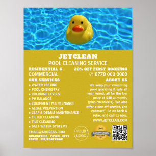 Floating Duck, Swimming Pool Cleaning Poster