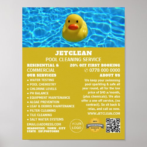 Floating Duck Swimming Pool Cleaning Poster