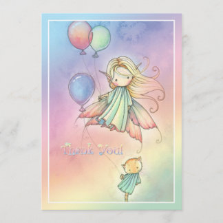Floating Fairy and Cat Matching Thank You Cards