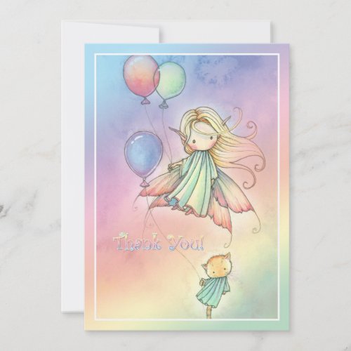 Floating Fairy and Cat Matching Thank You Cards