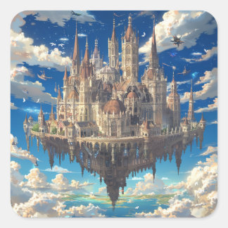 Floating Fantasy Castle in the Clouds | Celestial Square Sticker