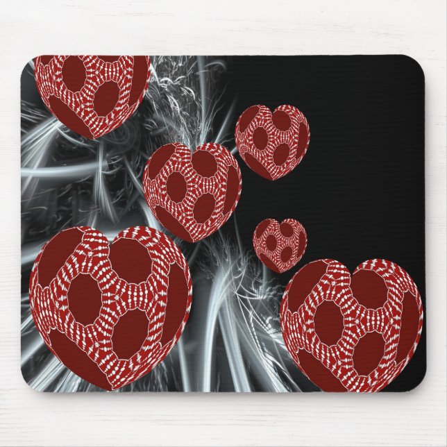 Floating Fantasy Fractal Art Hearts Mousepad (Front)