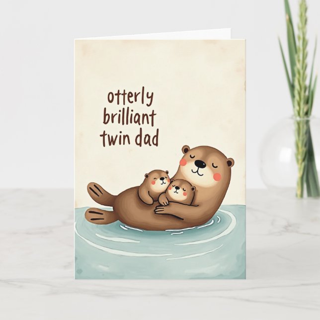 Floating Fathers Day Scene Card (Front)