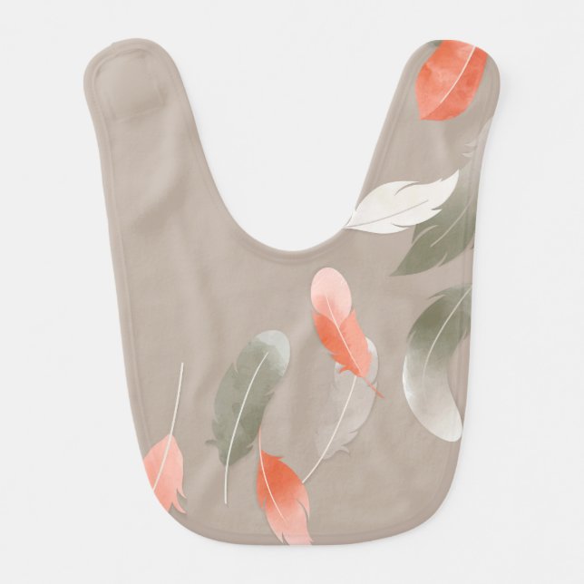 Floating Feathers Baby Bib (Front)