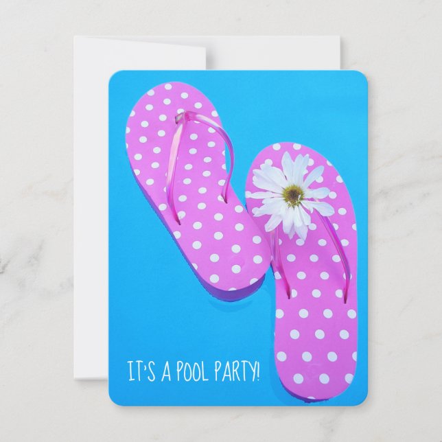floating flip flops in swimming pool invitation (Front)