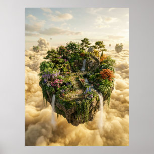 Floating Garden Island Fantasy Art Poster