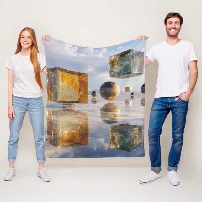 Floating Geometric Marvels Over Water Fleece Blanket (In Situ)