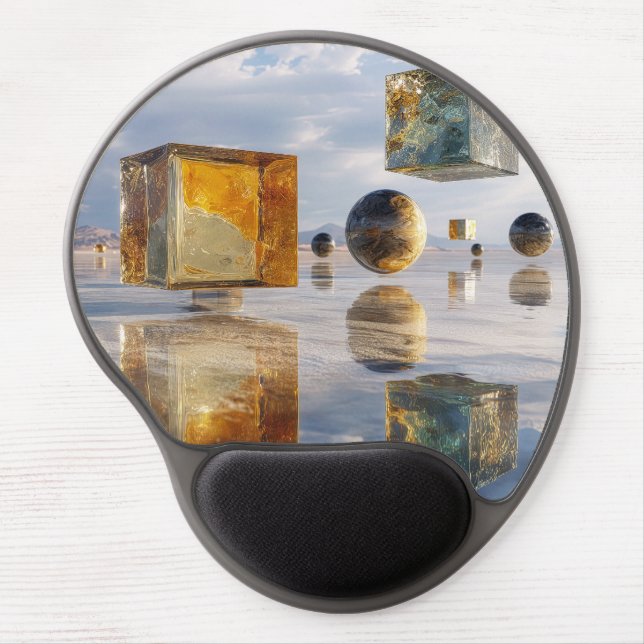 Floating Geometric Marvels Over Water Gel Mouse Pad (Front)