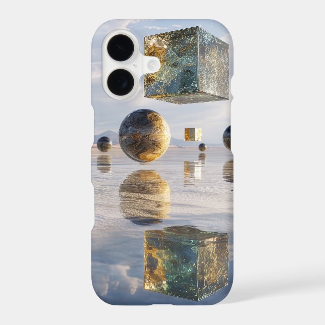 Floating Geometric Marvels Over Water iPhone Case (Back)