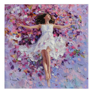 Floating Girl Above Petal Letter River Abstract Po Acrylic Print
