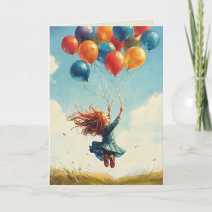 Floating Girl with Balloons Invitation