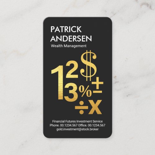 Floating Gold Numbers Symbols Business Card