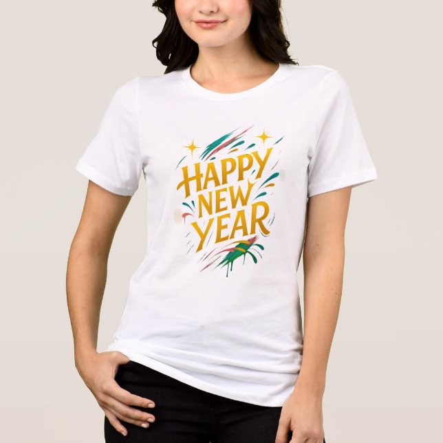 Floating Graffiti Elegance – New Year in Gold, Neo Tri-Blend Shirt (Front)