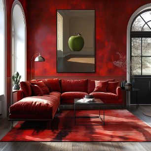 Floating Green Apple and Bird – Surreal Dreamscape Poster