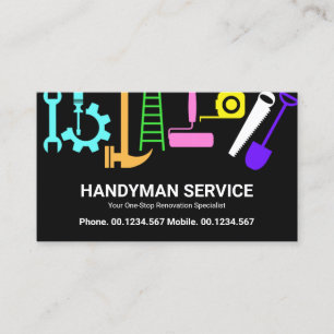 Floating Handyman Construction Tools Contractor Business Card