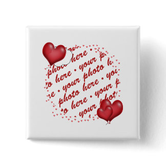 Floating Heart Balloons Photo Frame Button