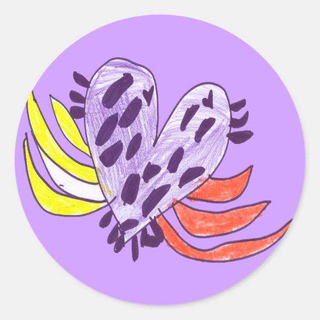 Floating Heart Classic Round Sticker (Front)