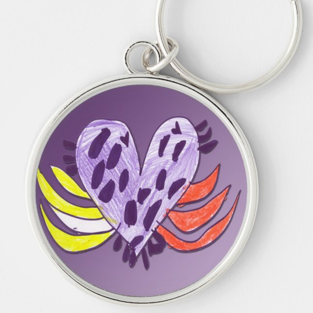 Floating Heart Design Keychain (Front)