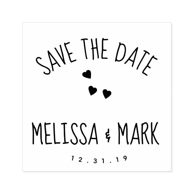 Floating Heart Fun Lettering Save the Date     Rubber Stamp (Imprint)