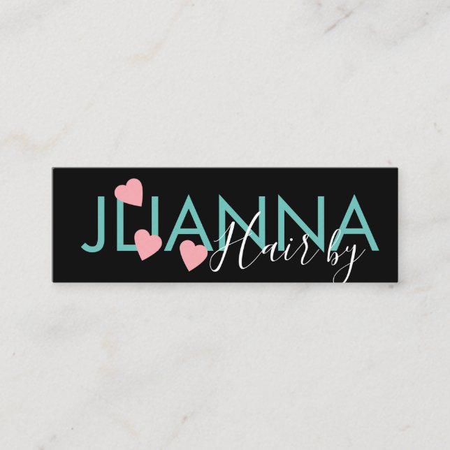 Floating Heart Makeup Salon Nails Eyelashes  Mini Business Card (Front)