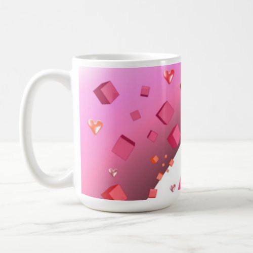Floating Hearts and Cubes Coffee Mug