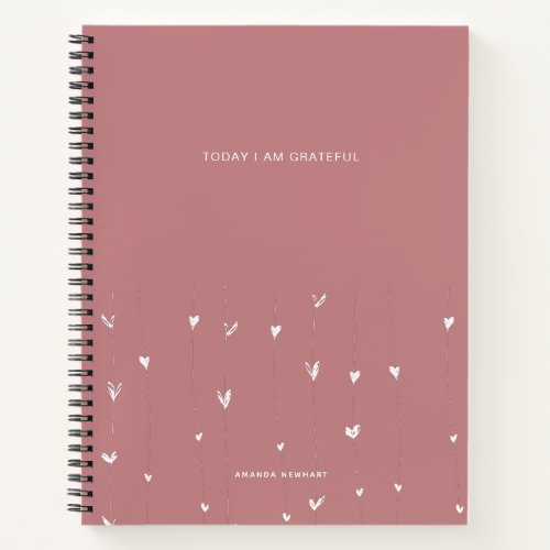 Floating Hearts Grateful Quote Notebook