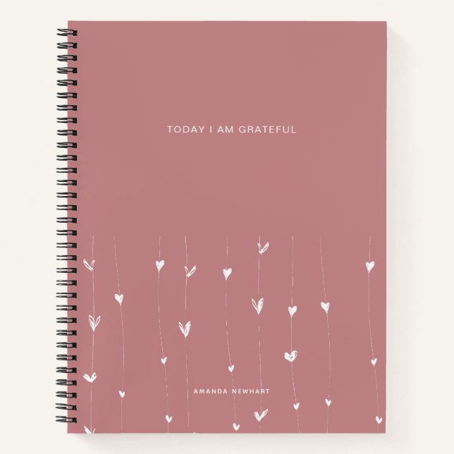 Floating Hearts Grateful Quote Notebook (Front)
