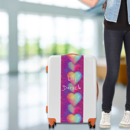 Floating Hearts In Colorful Rainbow Colors Luggage