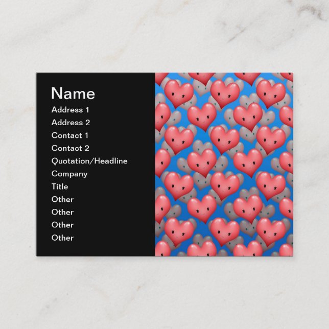 Floating Hearts on Blue Business Card (Front)