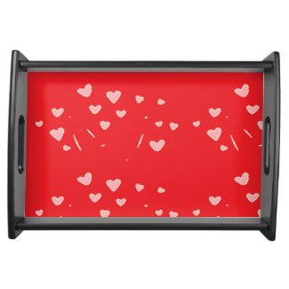 floating hearts on red