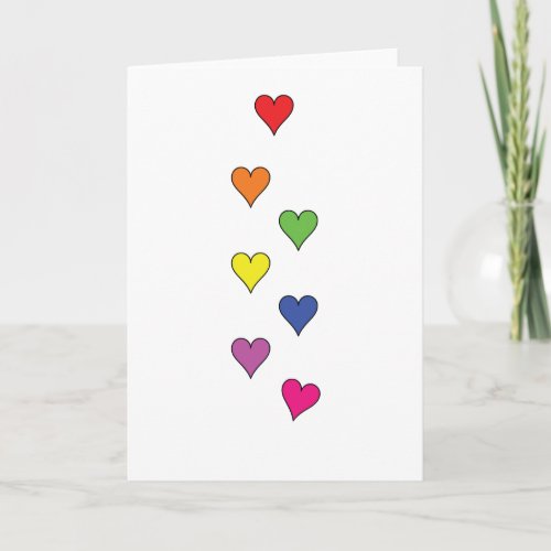 Floating Hearts on White Tall _ Blank Holiday Card