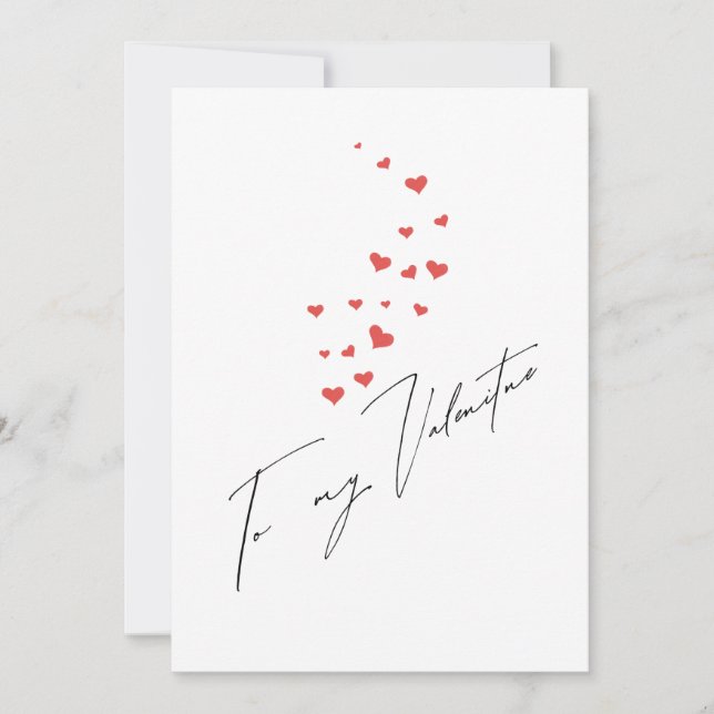Floating Hearts To My Valentine Scripted  Holiday Card (Front)