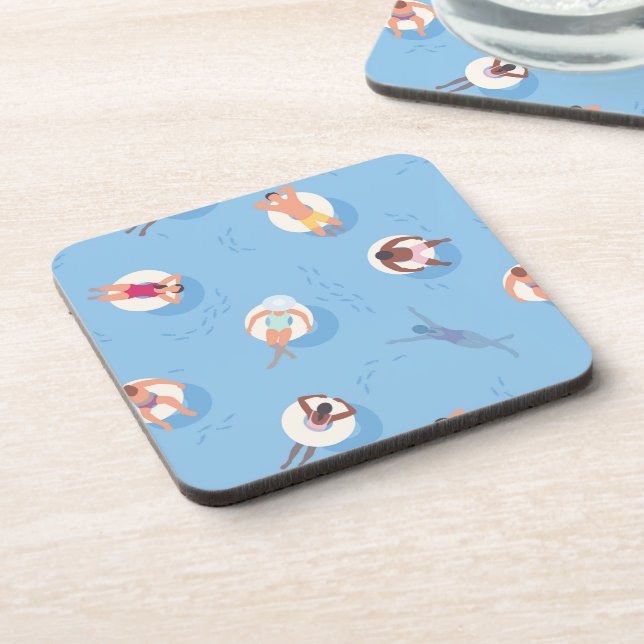 Floating in the Lazy River Pattern Beverage Coaster (Left Side)
