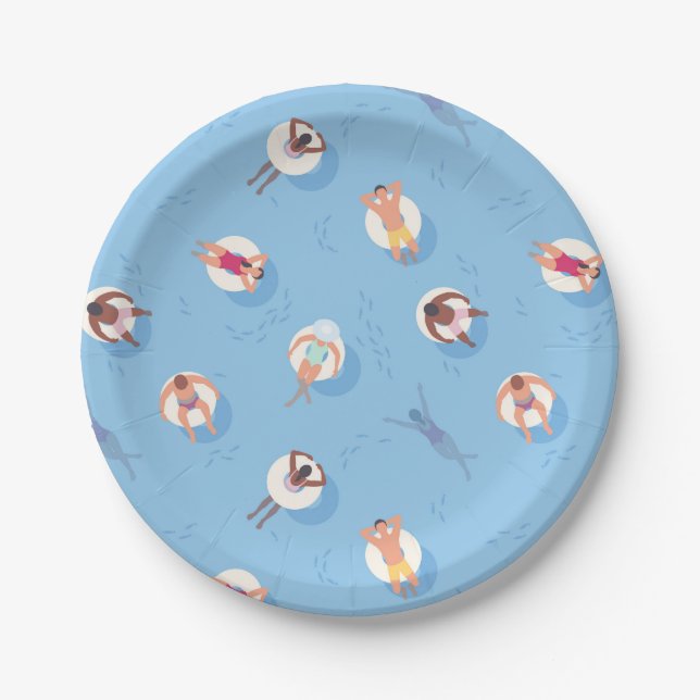 Floating in the Lazy River Pattern Paper Plates (Front)